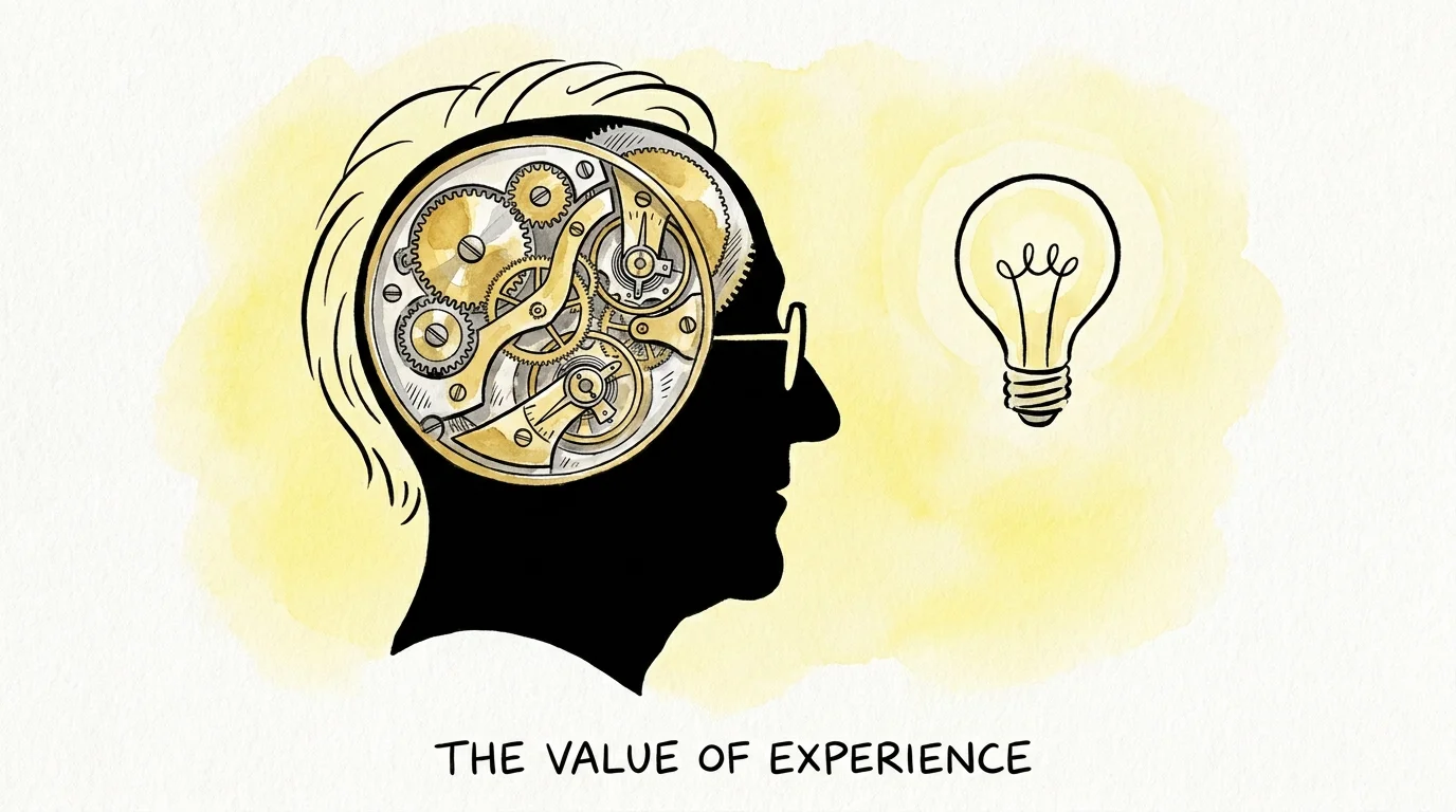 A conceptual illustration of a person's head filled with golden gears, representing professional expertise.