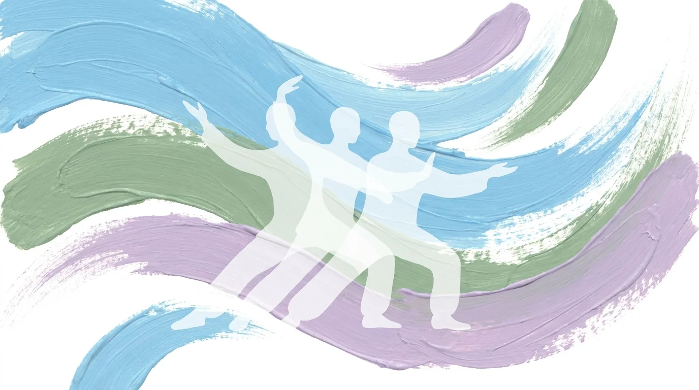 A minimalist illustration showing the fluid, sweeping movements of a person practicing Tai Chi.