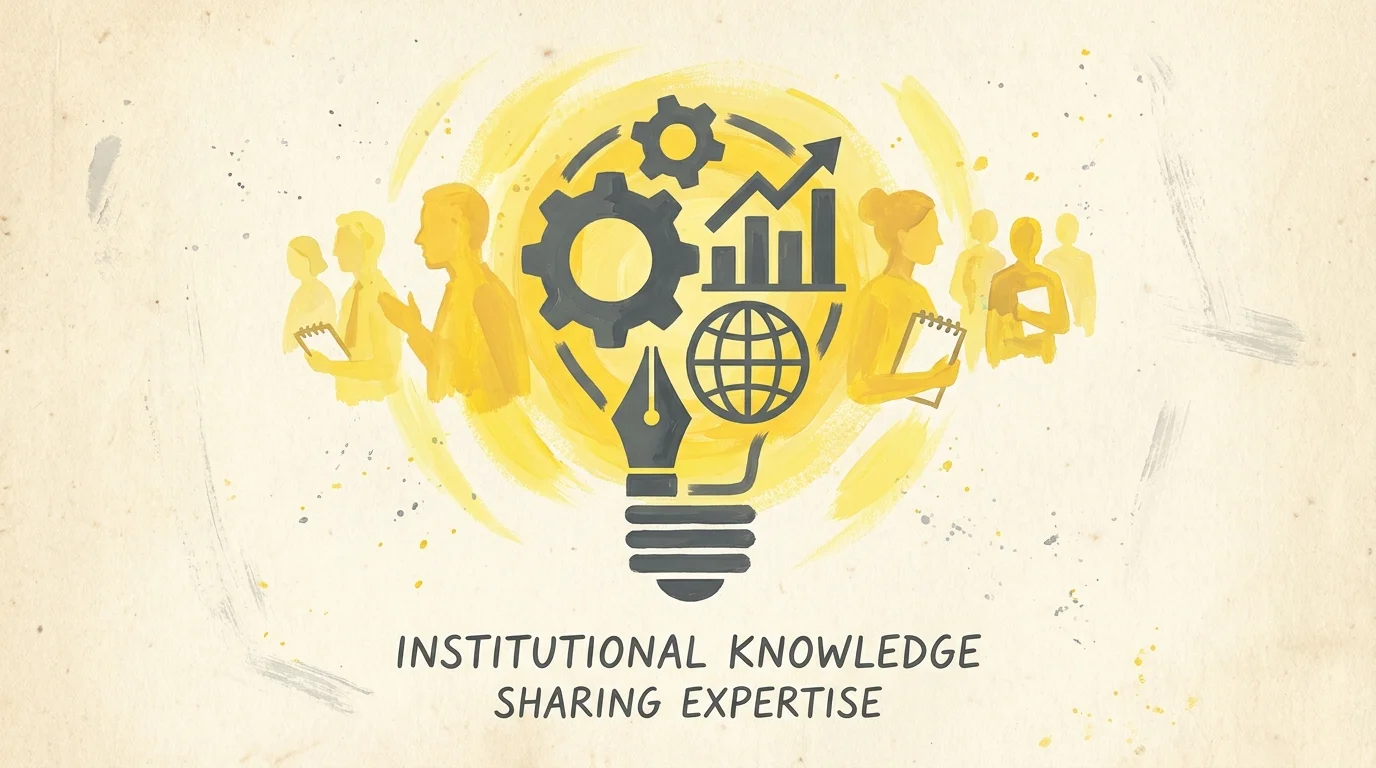 An illustration of a glowing lightbulb filled with professional symbols, representing the sharing of expertise.