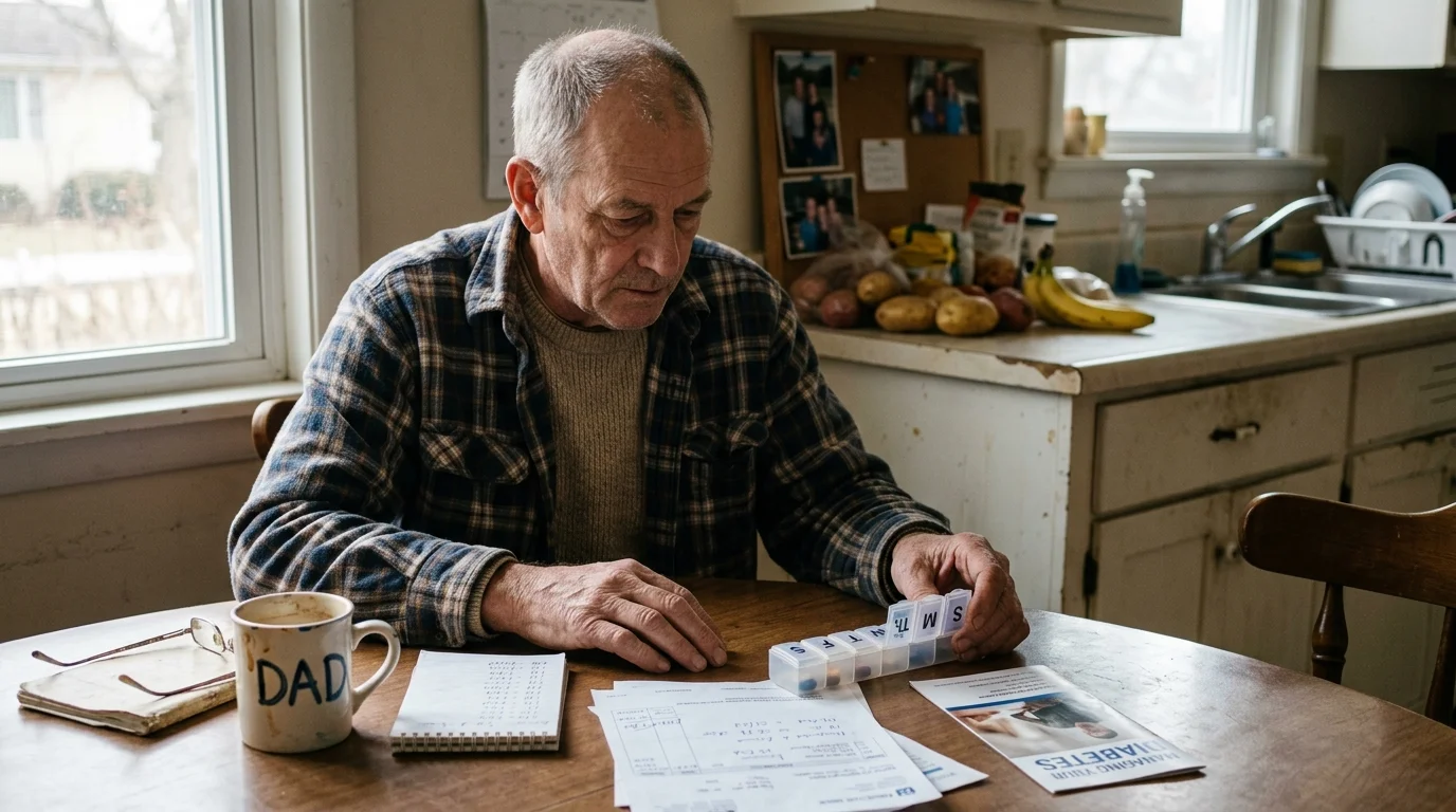 Editorial photograph illustrating: Navigating Diabetes Management and Healthcare Costs in Retirement